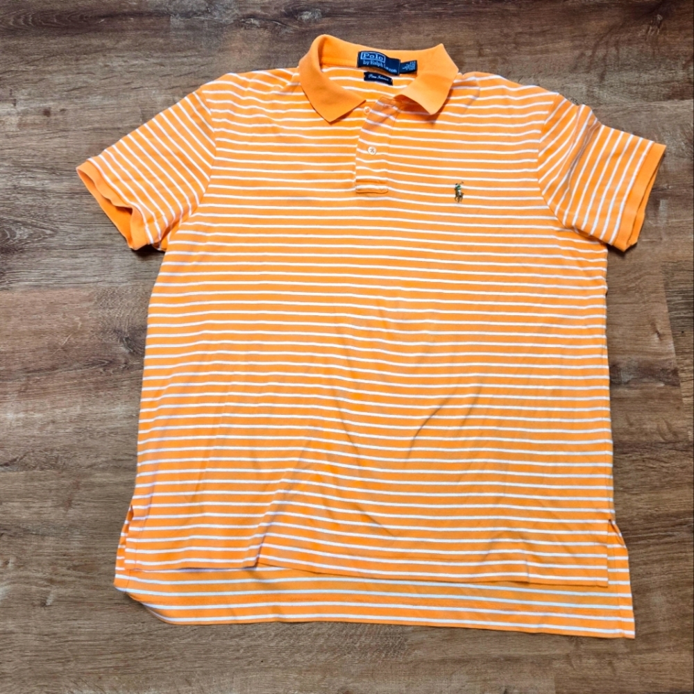 Polo by Ralph Lauren Men's Orange Striped Shirt